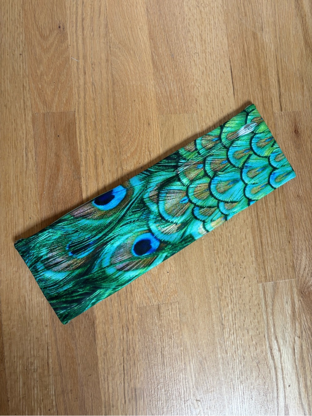 Hips sister Stretch Belt zippered Waist Run Belt Phone Wallet B Peacock Print